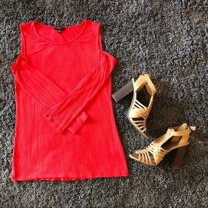 Cupio Red Cold Shoulder Top